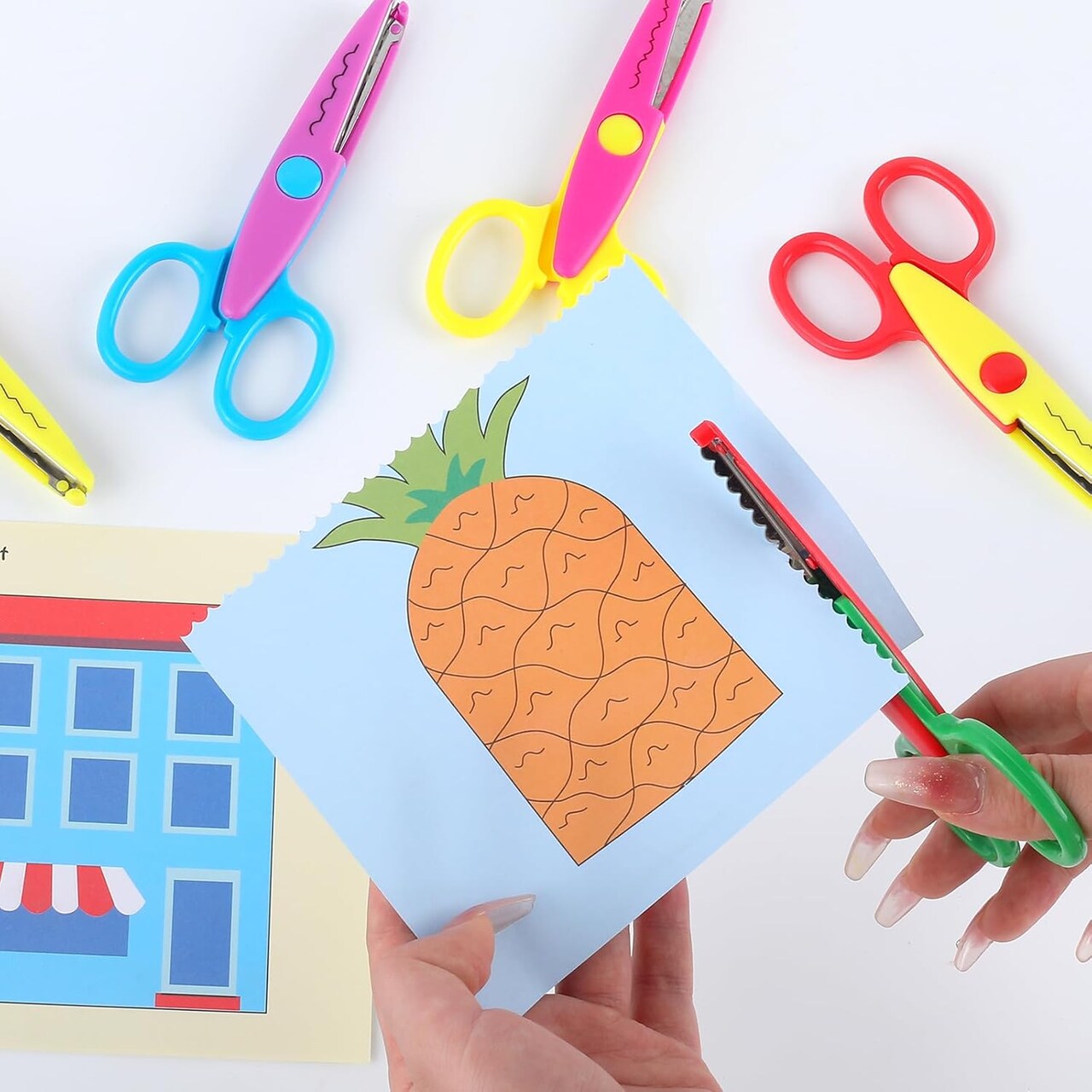 6 PCS Craft Kids Scissors, Decorative Paper Edge Scissors Set, Safety Zig Zag Scissors Perfect for Toddler, Teachers, Art Craft Supplies, Scrapbooking